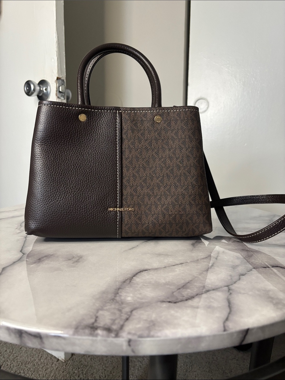 Michael Kors Dark Brown/Black Signature Satchel